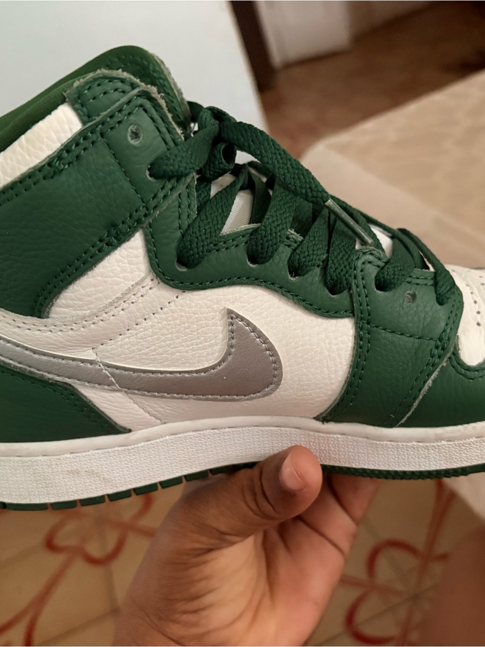 Nike Kids Green White Silver High-Top Sneakers